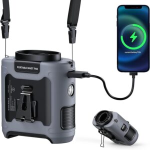 Morsisho10000mAh Portable Waist Clip on Fan
