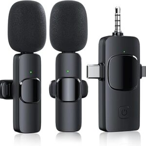 Veqotya 3 in 1 Wireless Lavalier Microphone