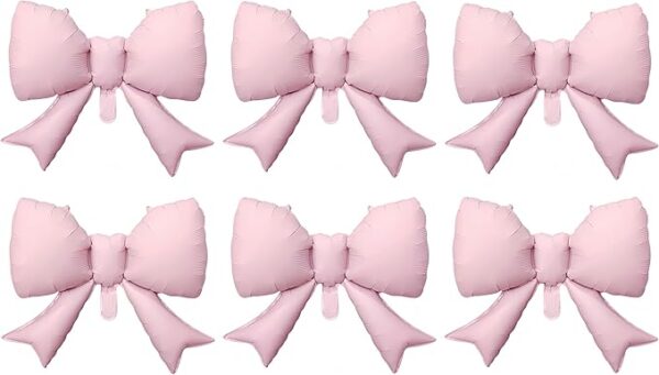 6Pcs Pink Bow Balloons