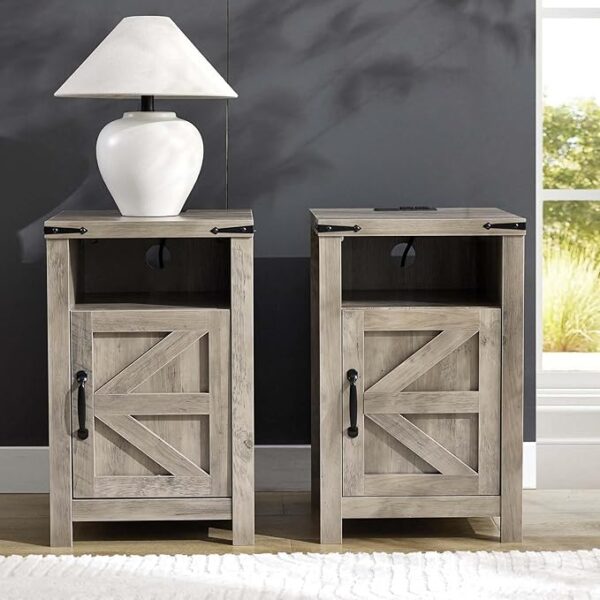 Puntogen Grey Farmhouse Nightstand Set of 2