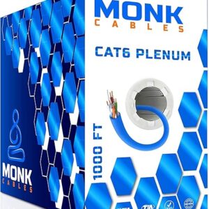 MONK CABLES CAT6 Plenum Cable 1000ft