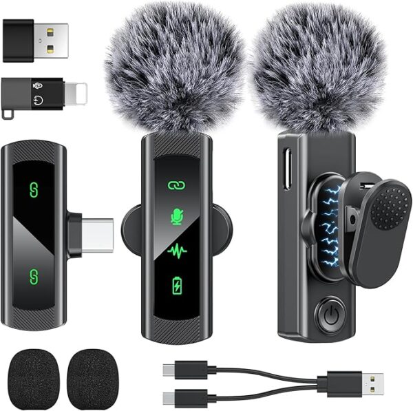 QUZAZBU USB C Wireless Lavalier Microphone