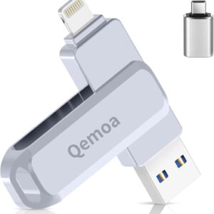 Qemoa MFi Certified 128GB Flash Drive Photo Stick for iPhone