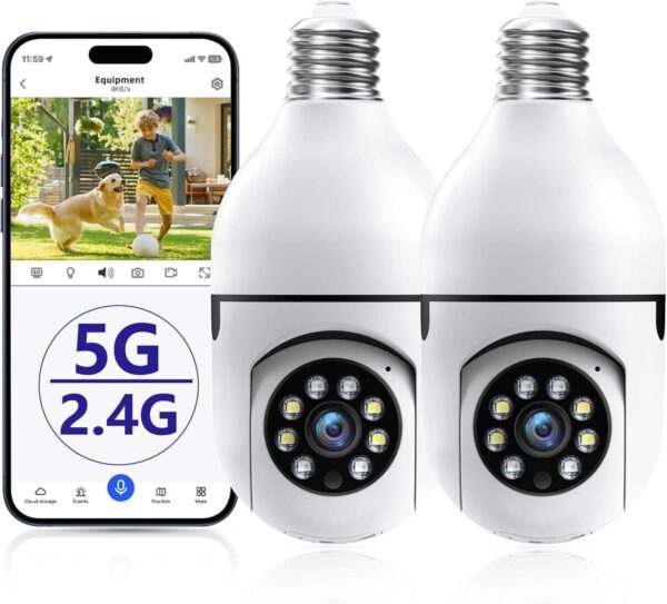 JWQPO Light Bulb Security Camera 5G& 2.4GHz