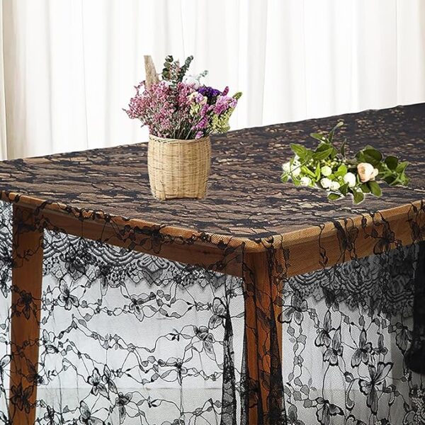 Ziweidue Black Lace Tablecloth