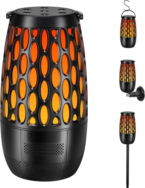 Tioneger outdoor bluetooth speakers with flame light