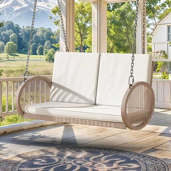 DWVO 2-Person Wicker Porch Swing
