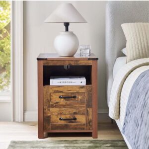 Hanamako Nightstand with Charging Station