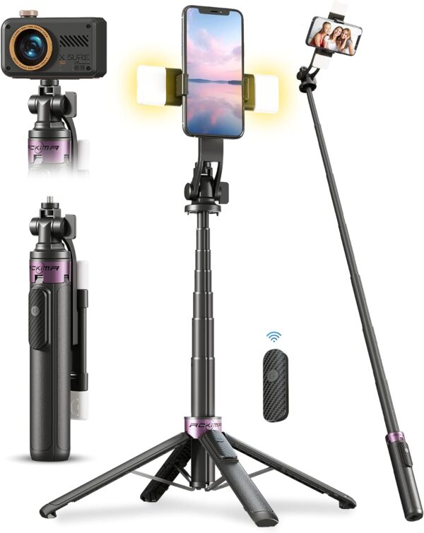 ACKIMA Selfie Stick Tripod with Light