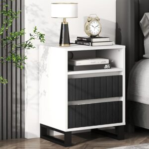 Lamtor Fluted Nightstand with Charging Station