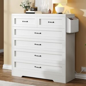 DWVO White 6 Drawer Dresser