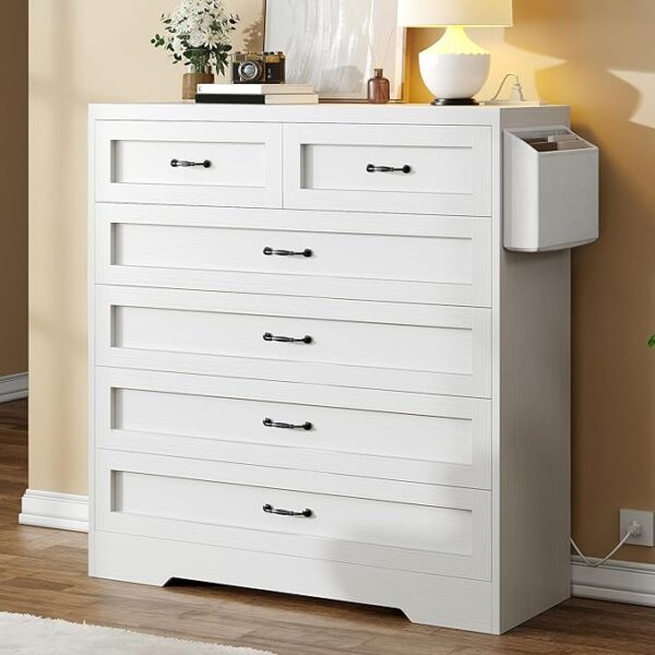 DWVO White 6 Drawer Dresser