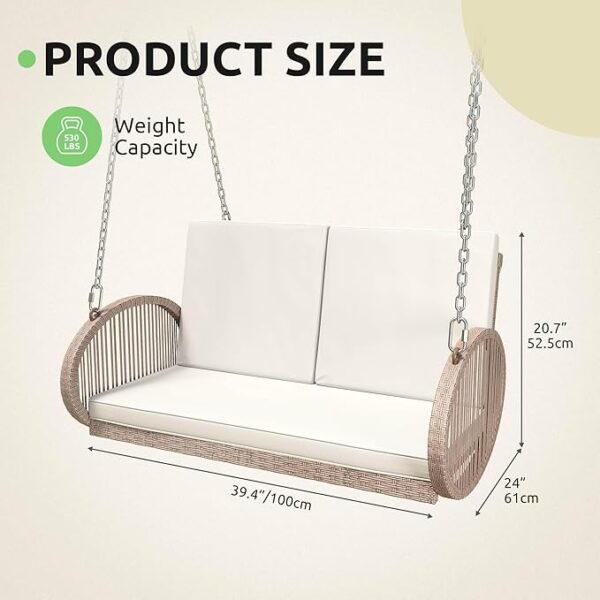 DWVO 2-Person Wicker Porch Swing - Image 2