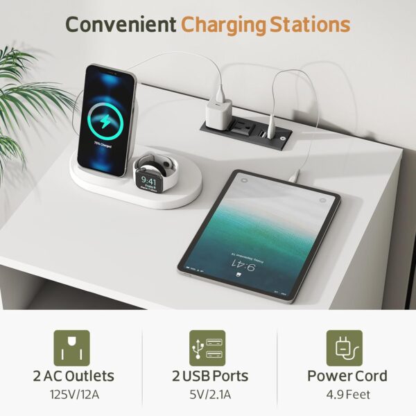 Lamtor Fluted Nightstand with Charging Station - Image 3