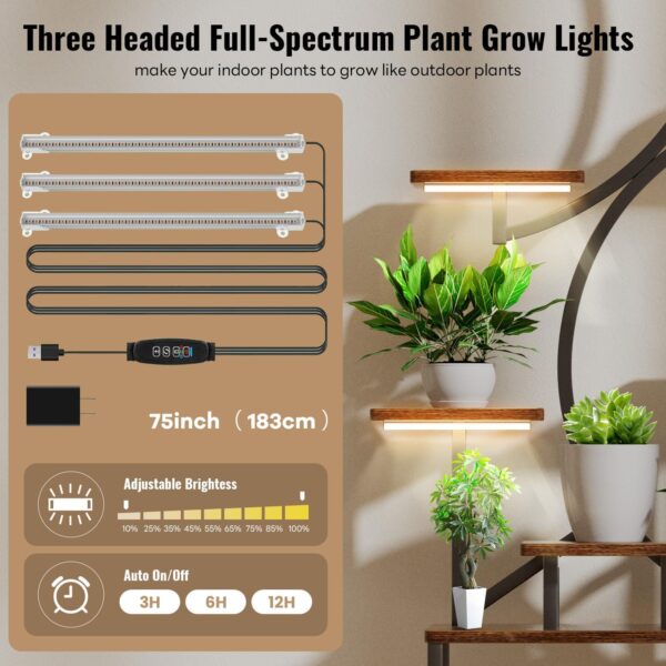 Metal Plant Stand with Grow Light - Image 3