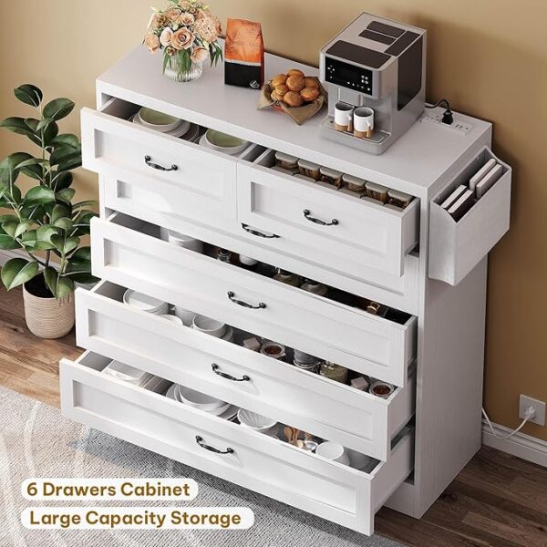 DWVO White 6 Drawer Dresser - Image 3