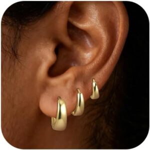 Yowivon Multi-Pairs Gold Hoop Earrings